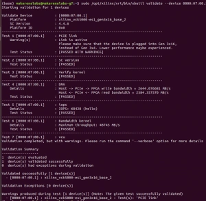 xbutil validate for VCK5000