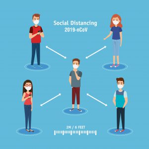 people using face mask and social distancing for covid19 (Designed by studiogstock / Freepik)