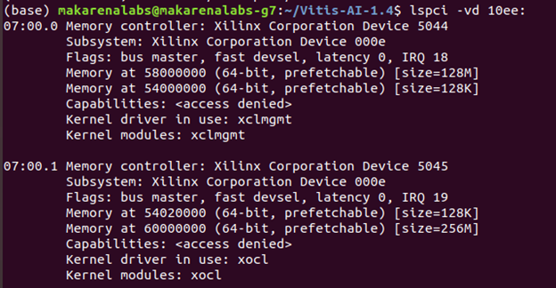 lspci command for vck5000