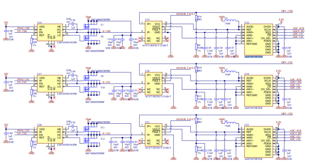 Full power stage with currents measurement