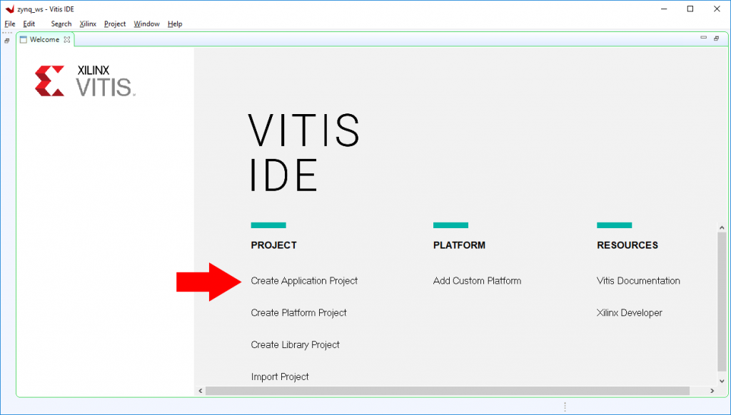 vitis new application project